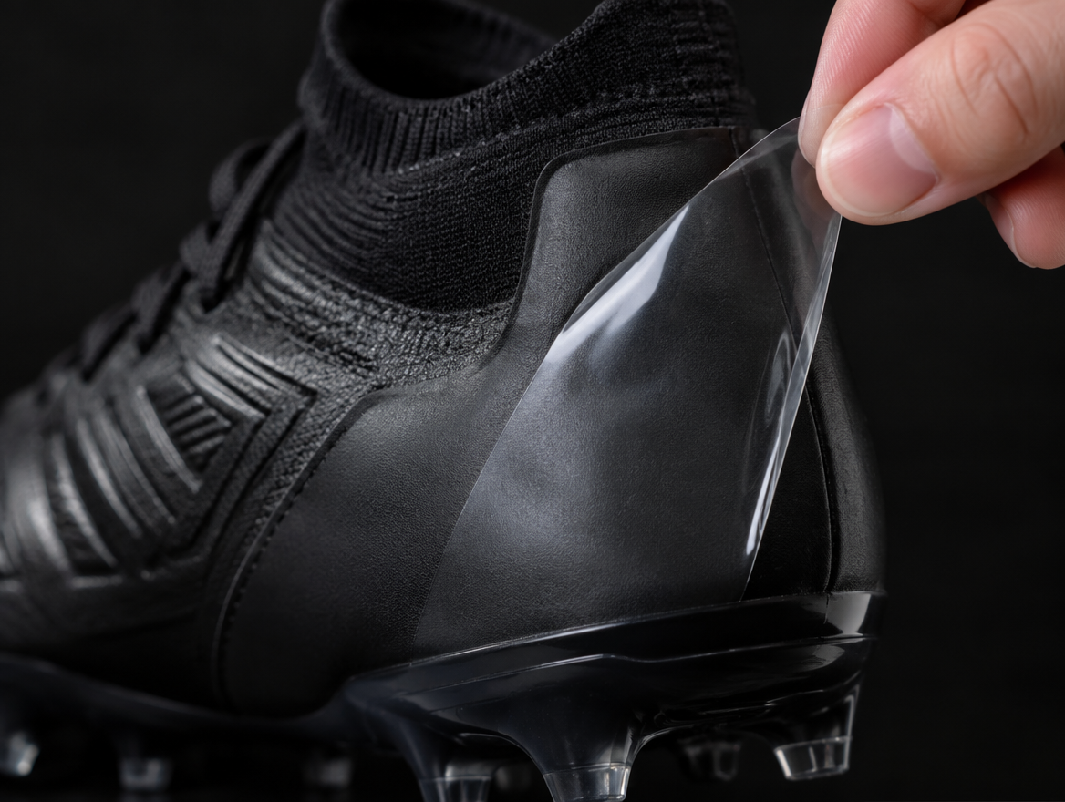 Peeling the transfer film off the boot